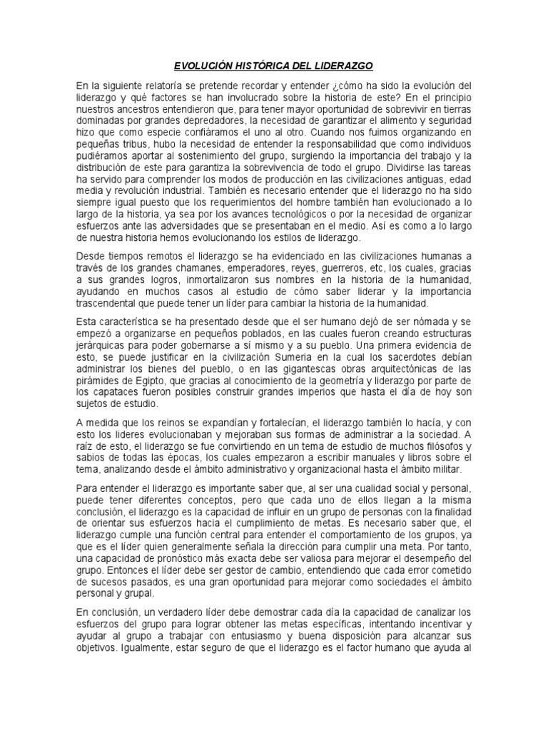 Evolución del Liderazgo a lo Largo de la Historia | PDF | Liderazgo ...