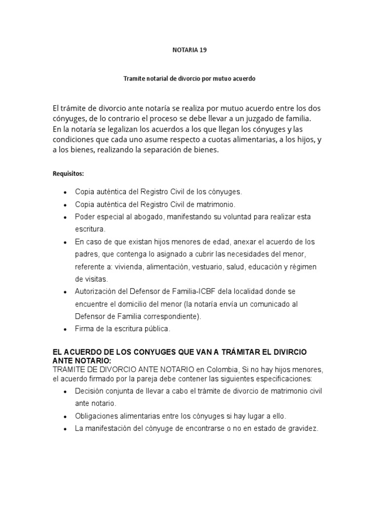 Divorcio por mutuo acuerdo en notaría | PDF | Divorcio | Esposa
