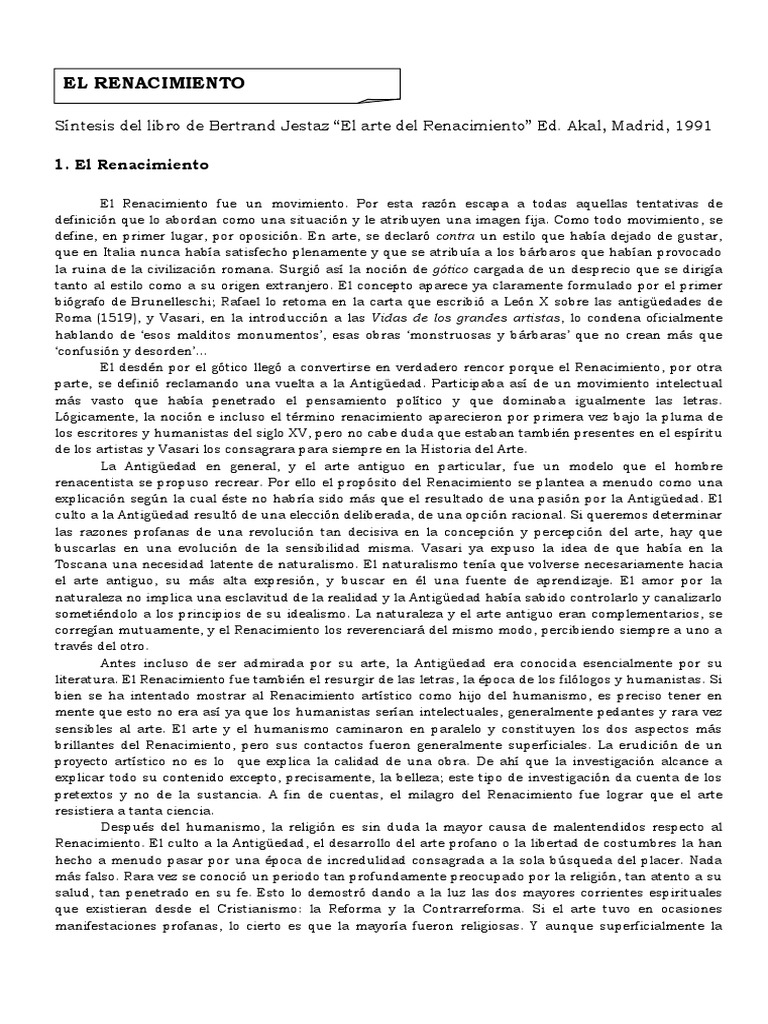 El Renacimiento Bertrand Jestaz PDF Renacimiento italiano Escultura