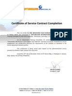 Certificate of Service Completion for Training Consultant