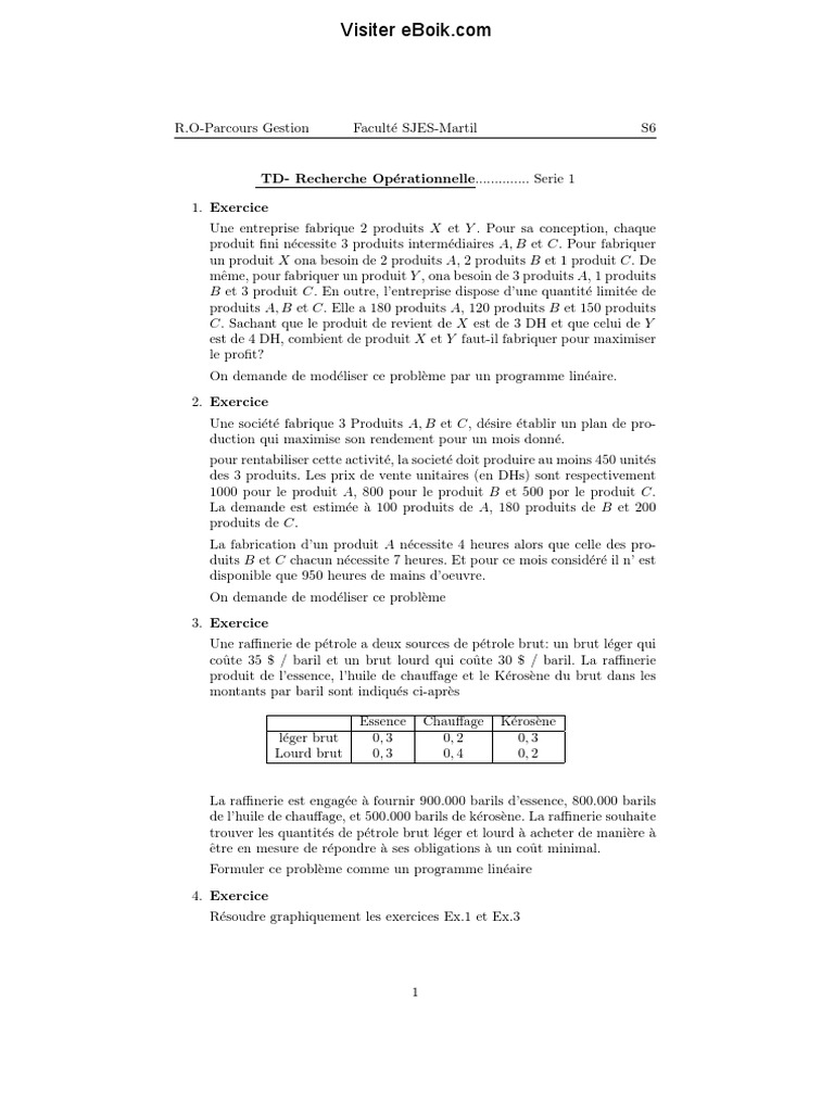 Problèmes de programmation linéaire en gestion | PDF | Pétrole | Huiles