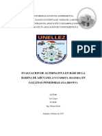 Evaluación de alternativa en base de harina de ahuyama