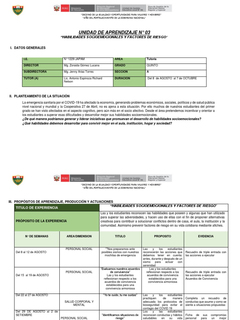 Tercera Unidad de Tutoria 3 | PDF | Aprendizaje | Cognición