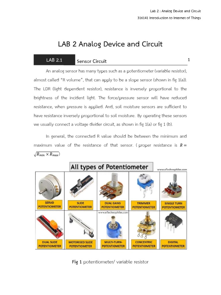 IoT Lab Study Analog Devices and Circuits PDF Electronic Circuits