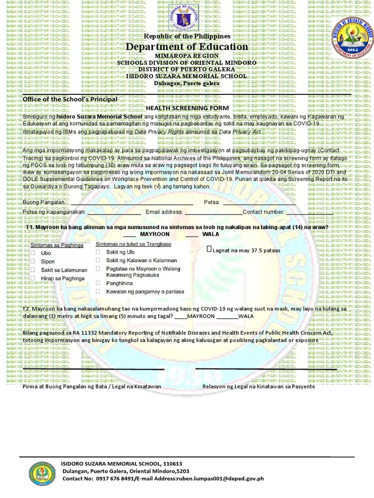 Health Declaration Form | PDF