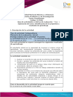 Guía de Actividades y Rúbrica de Evaluación - Unidad 1 - Paso 1 - Exploración Del Curso. Identificación de Los Propósitos y Resultados de Aprendizaje