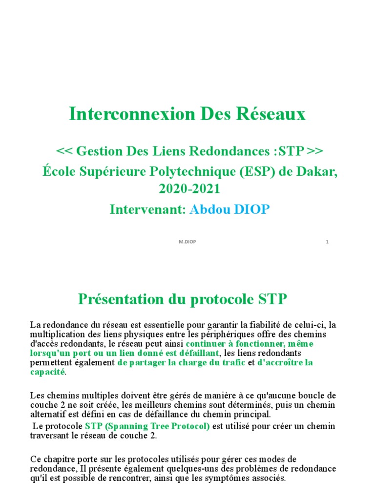 Gestion de la Redondance Réseau STP | PDF | Standards Internet | Réseau ...