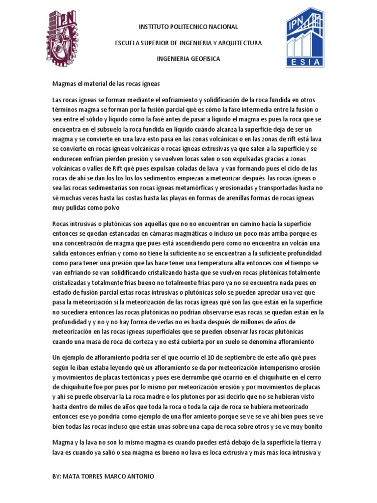 Formación de Rocas Ígneas y Magma | PDF | Roca ígnea | Roca (geología)