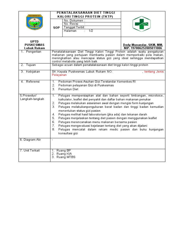 SOP Penatalaksanaan Diet TKTP | PDF | Pengembangan Diri | Sains ...