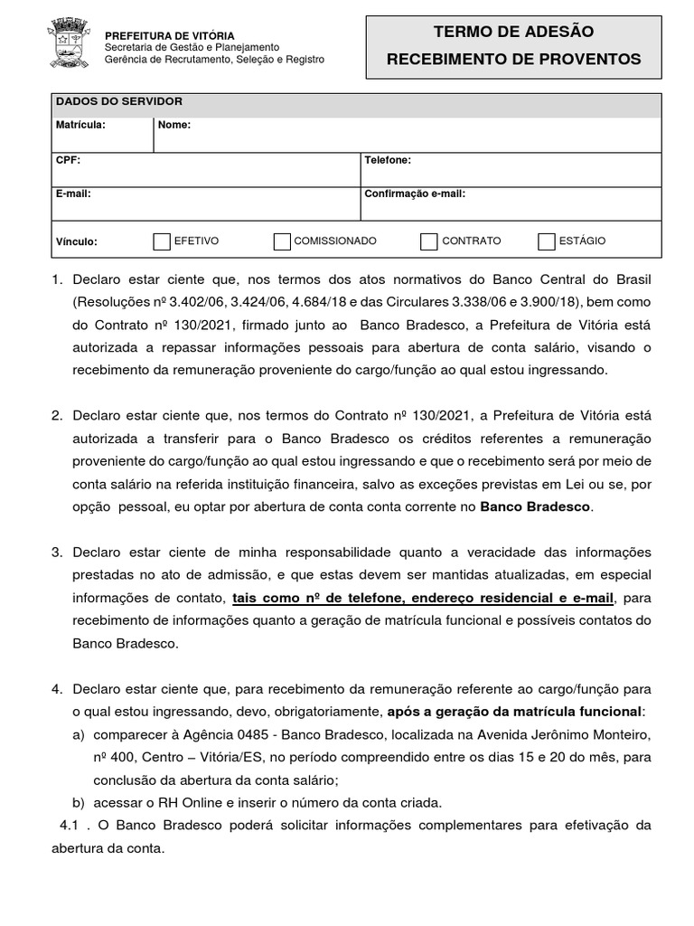 Recebimento de Proventos na Conta Salário | PDF | Salário | Conta de ...
