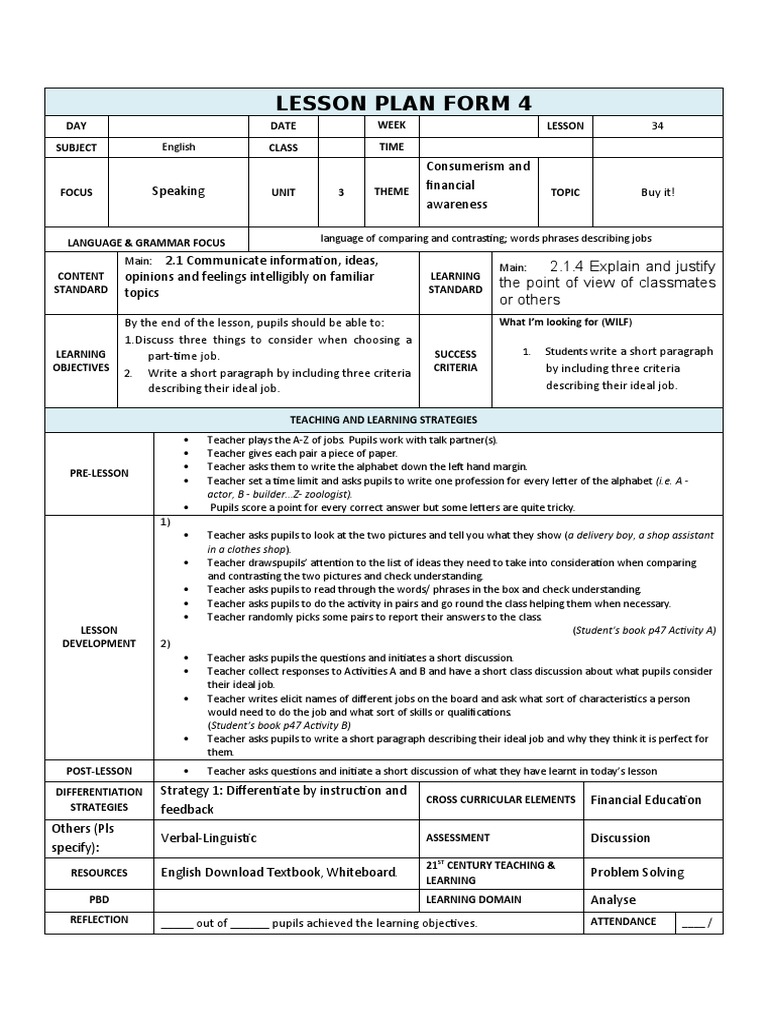 Lesson Plan 36 Week 21 | PDF | Teachers | Lesson Plan