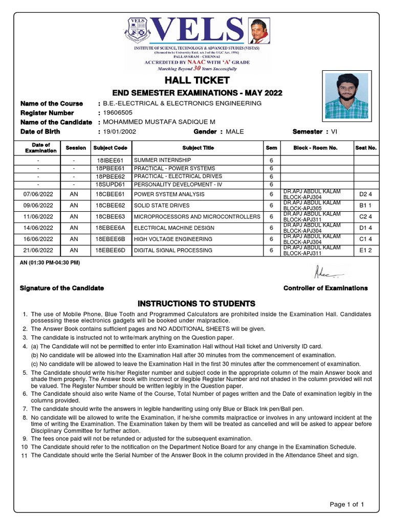 Gtu Exam Hall Ticket