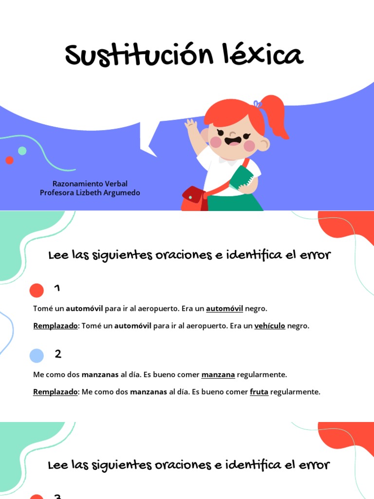 Ejemplos de Sustitución Léxica | PDF | Artes del Lenguaje y Comunicación