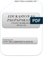 Edukasyon Sa Pagpapakatao: Unang Markahan (Week 1-2)