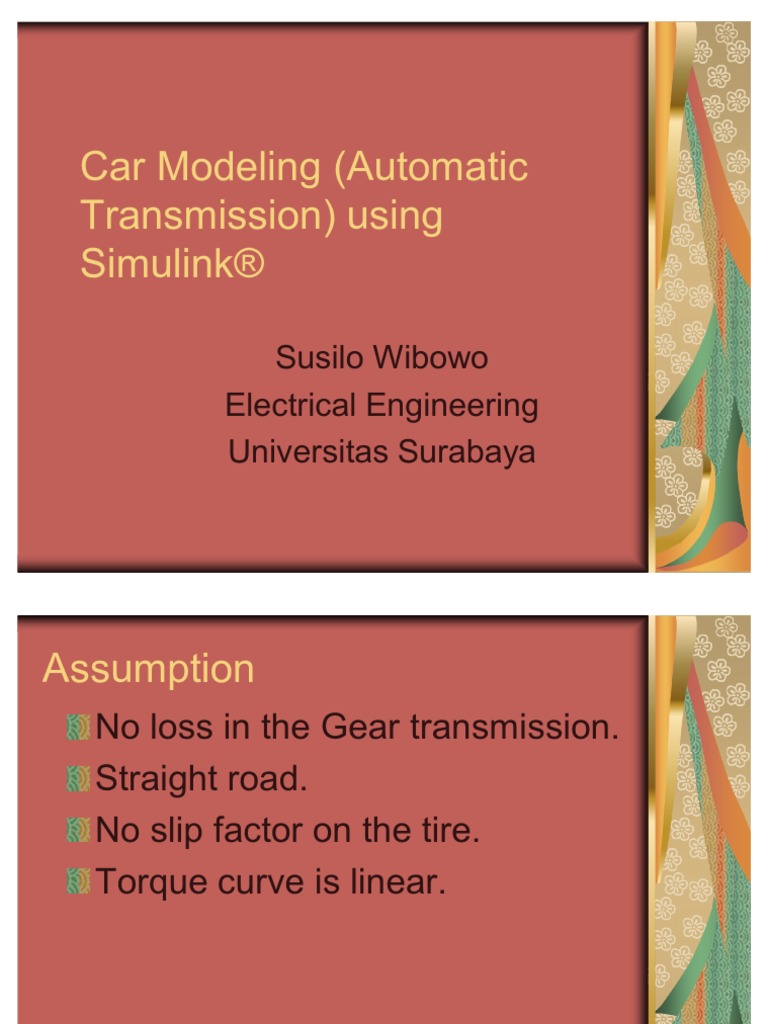Car Modeling Simulink | PDF | Torque | Automatic Transmission