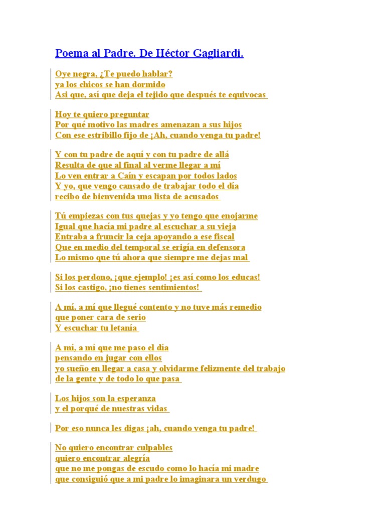 Poema Al Padre | PDF | Ocio