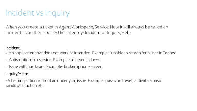 Understanding Incidents vs Inquiries | PDF
