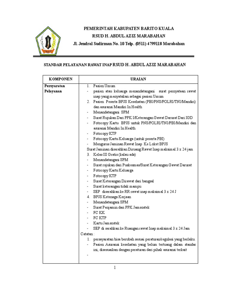 Standar Pelayanan Rawat Inap Rev Pdf