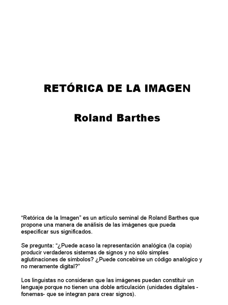 Retórica De La Imagen Roland Barthes