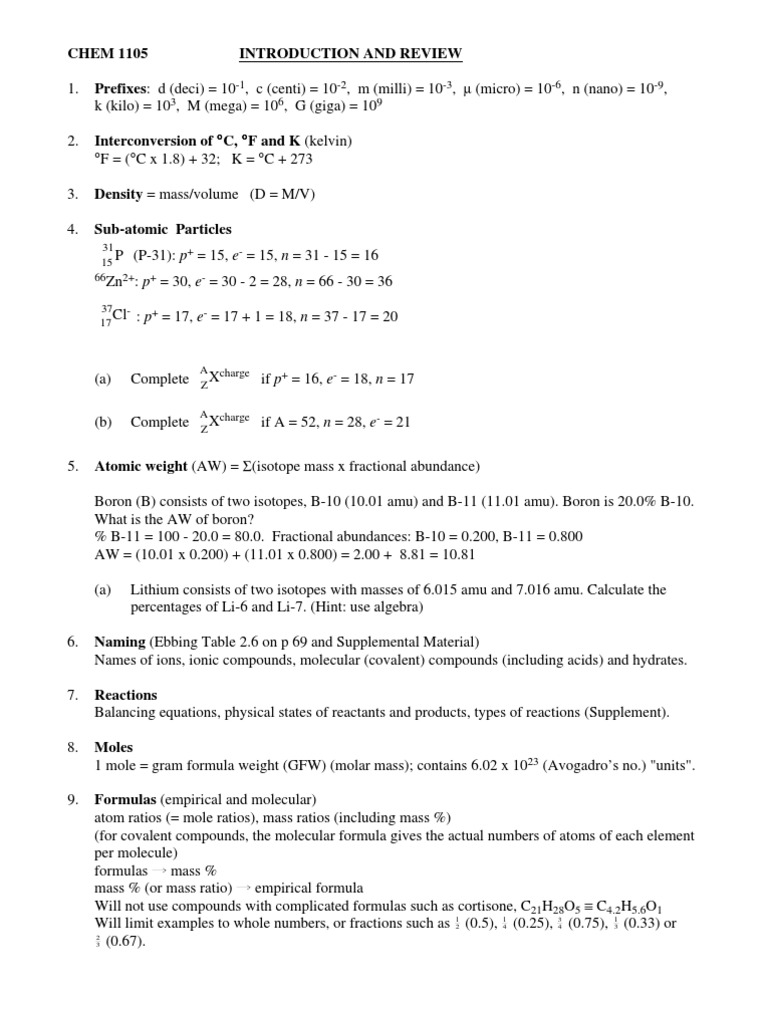 Worksheet 1 | Stoichiometry | Molar Concentration