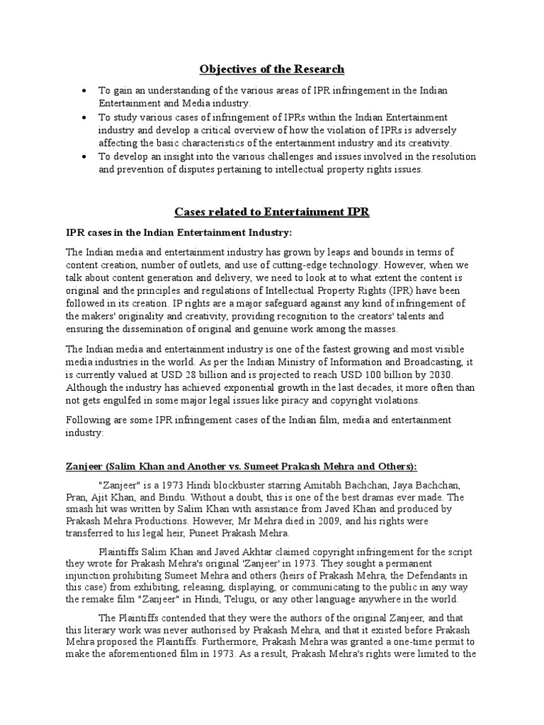 Understanding IPR Infringement in Indian Media | PDF | Copyright ...