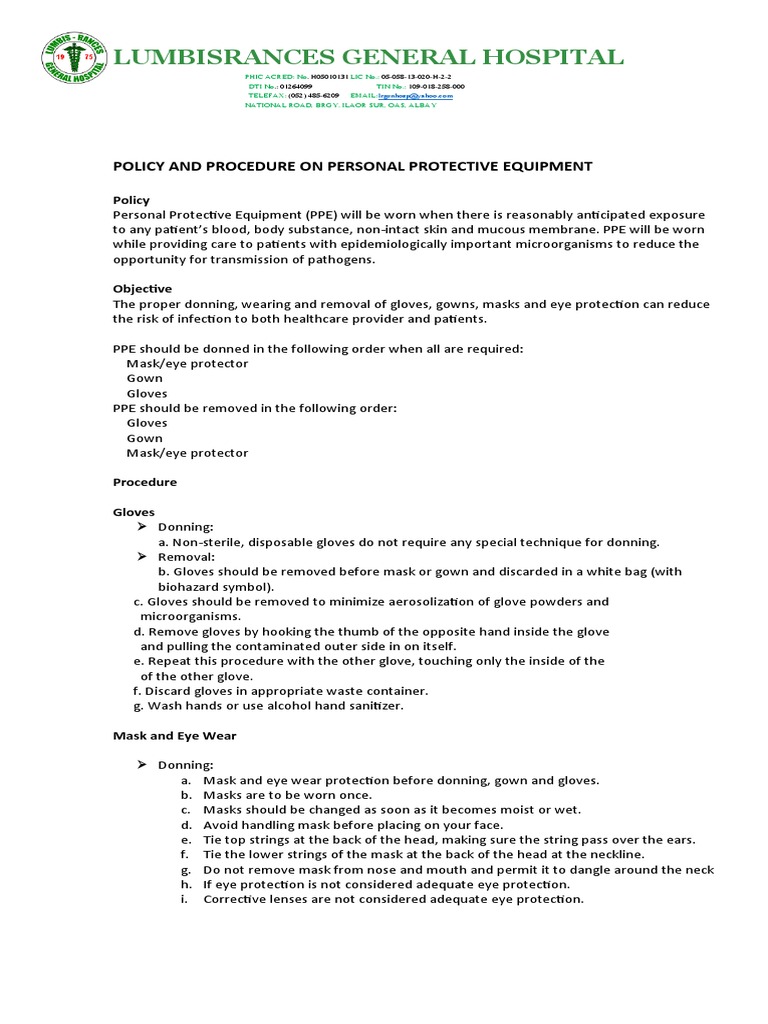 PPE and Recycling Policy Guidelines | PDF | Prescription Drugs ...
