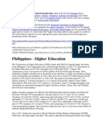 Philippines - Higher Education: Higher, Post-Secondary, or Third Level Education Refers To The Level of