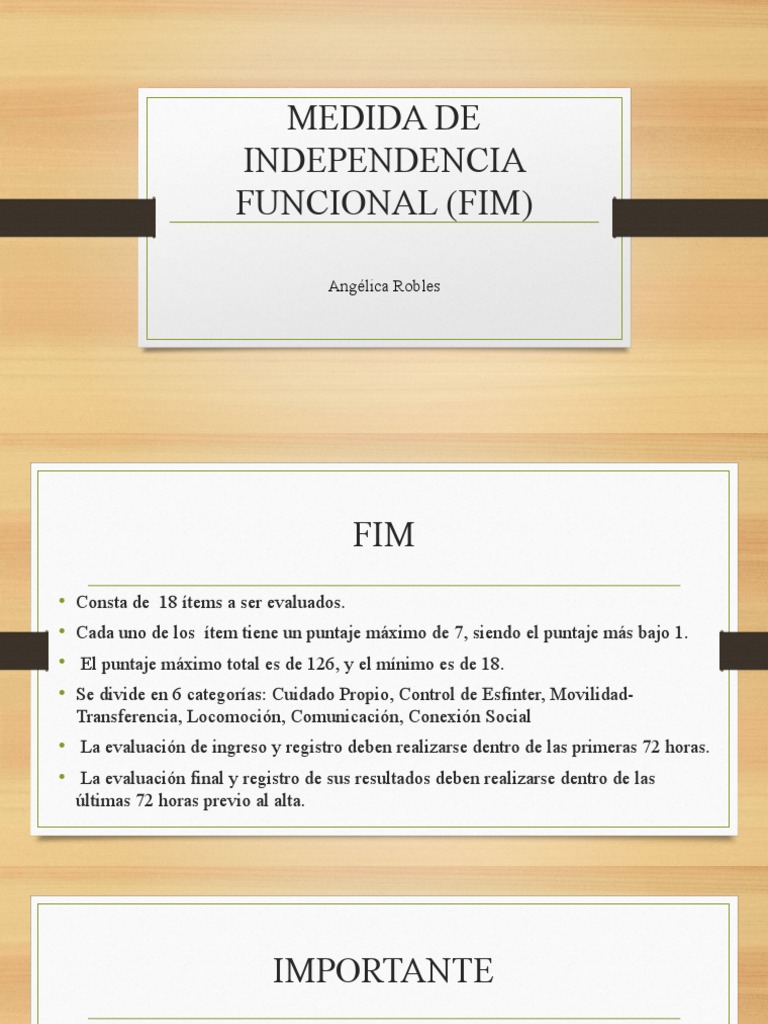 Medida de Independencia Funcional (Fim) PDF Comunicación Memoria