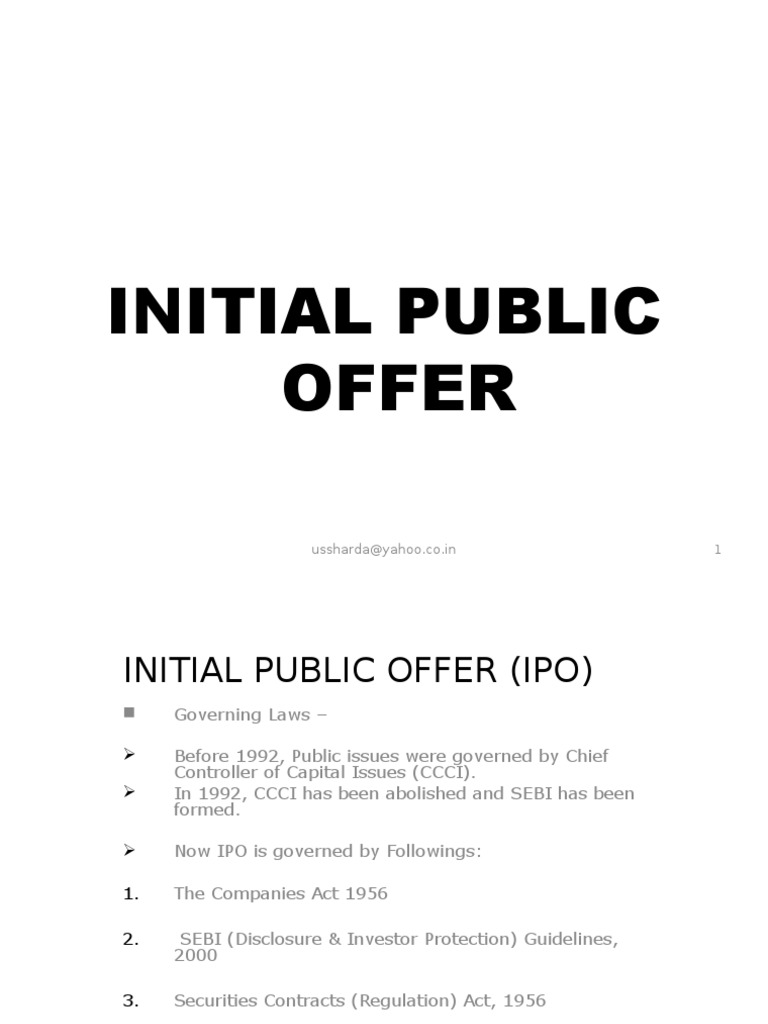 IPO Guidelines and Eligibility Criteria | PDF | Initial Public Offering ...