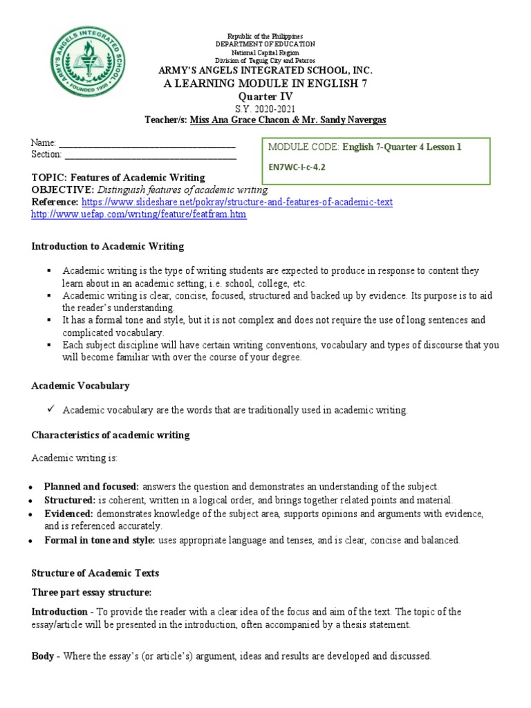 English 7 Modules 4th Quarter Pdf Communication Interpersonal