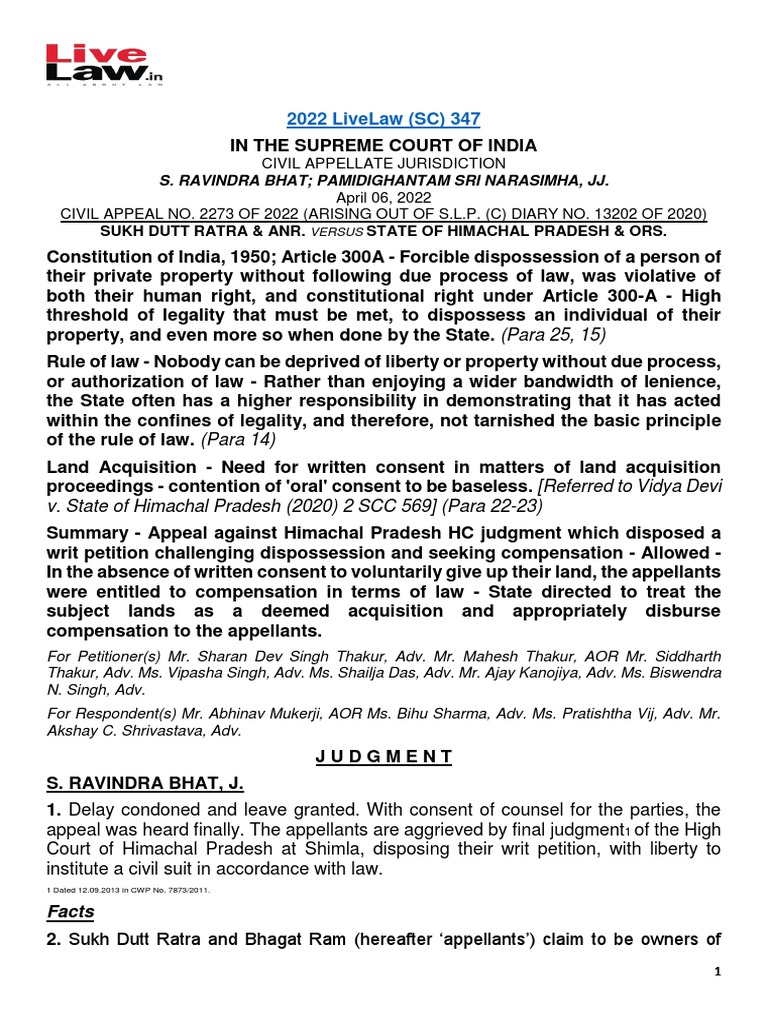 Dispossession of PropertyHuman & Constitutional Right PDF Laches