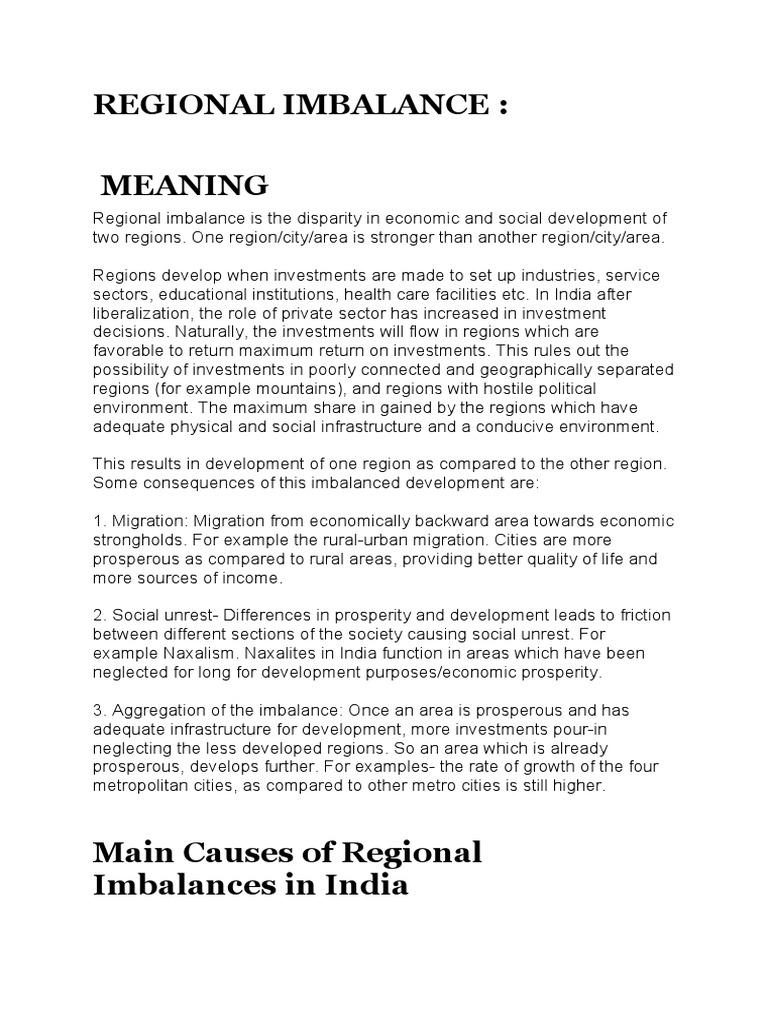 Regional Imbalances in India | PDF | City | Economic Growth
