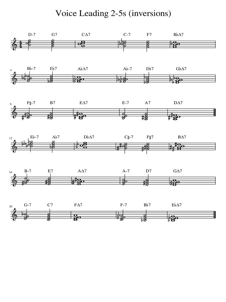 Voice Leading 2-5 Inversions Guide | PDF