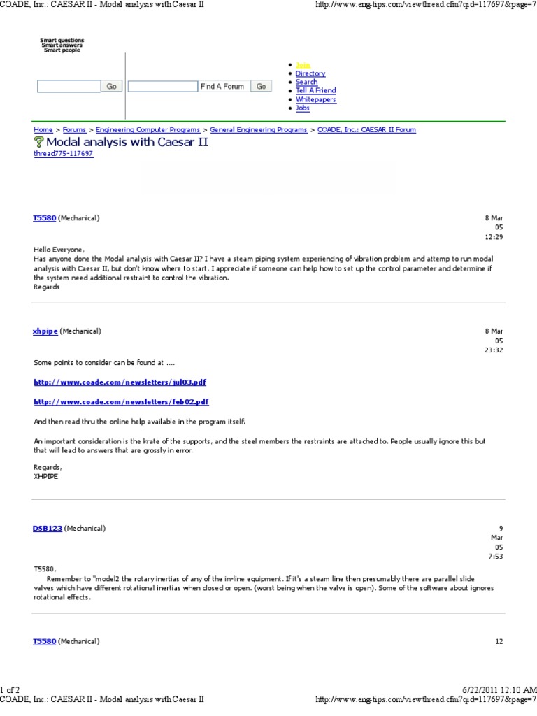 Modal Analysis With Caesar II: Smart Questions Smart Answers Smart ...