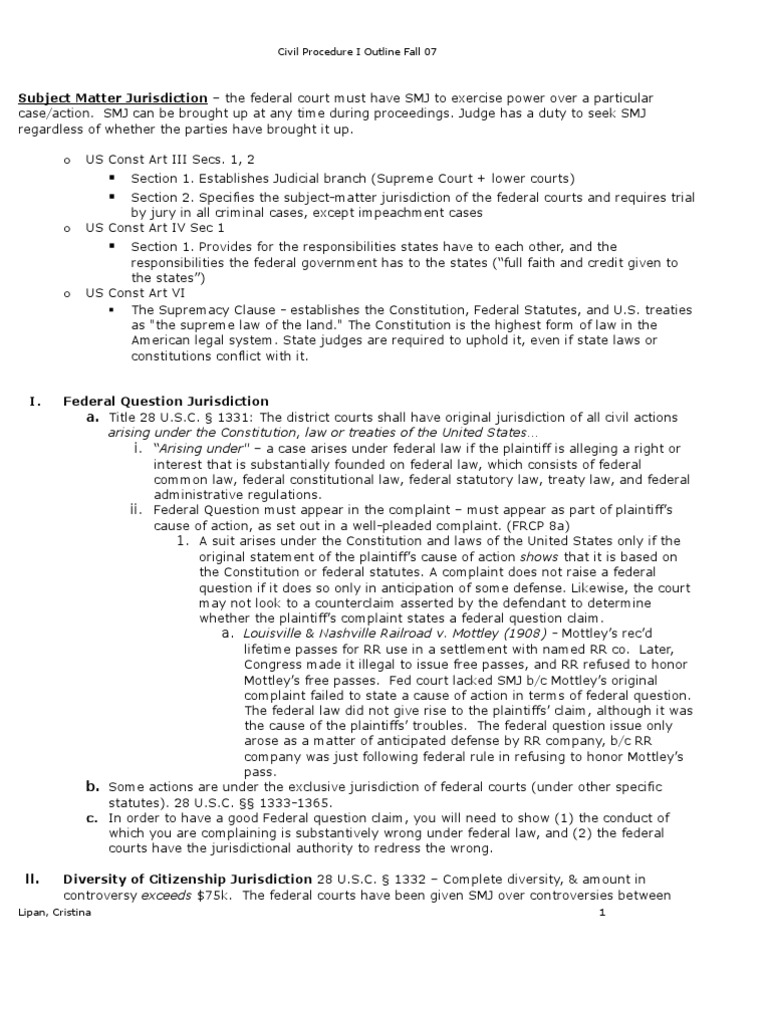 Civil Proceedure 2225358 PDF Supplemental Jurisdiction Diversity