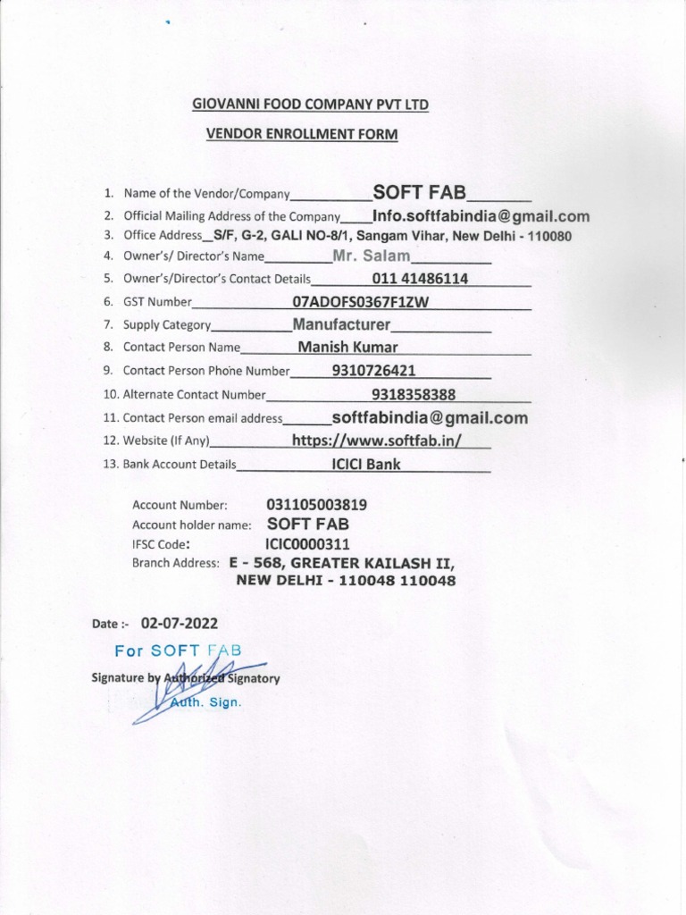 Vendor Form | PDF