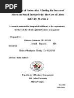 Assessment of Factors That Affecting The Success of Micro and Small Enterprise In1