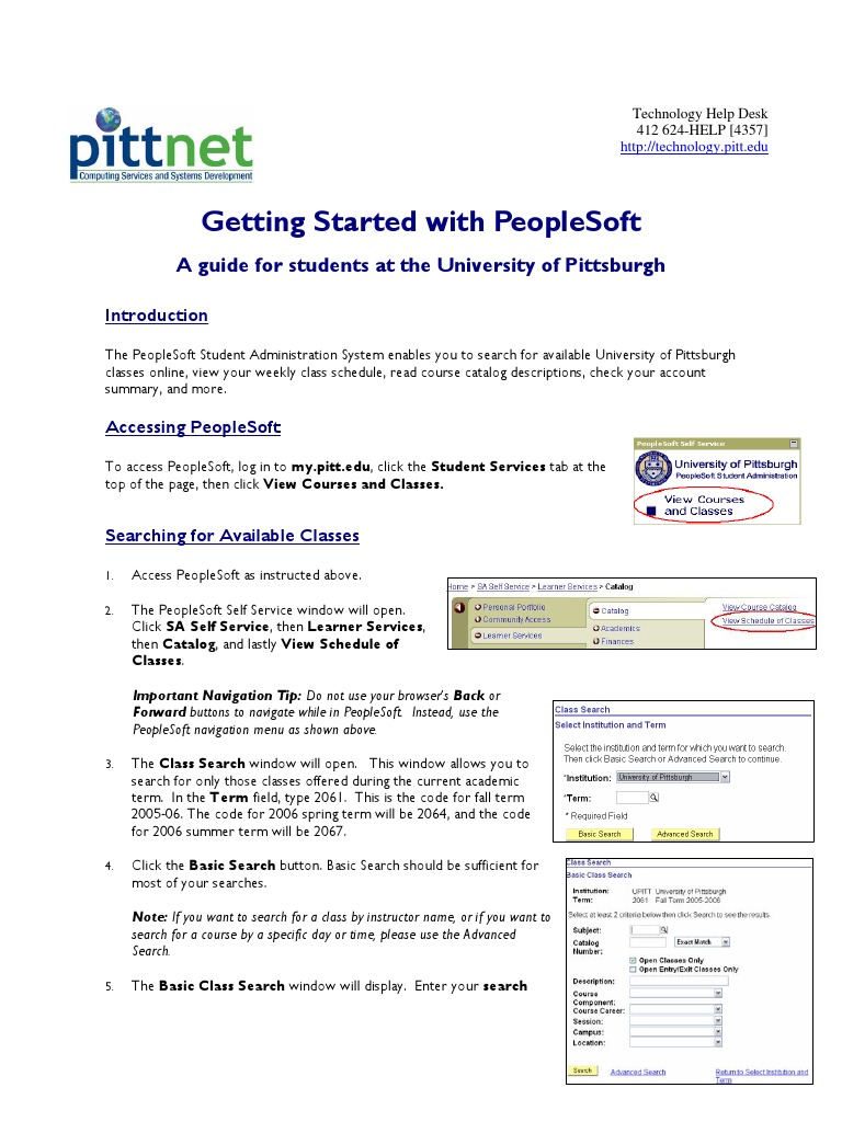 Getting Started With Peoplesoft: A Guide For Students at The University ...