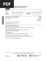 April 2017 CAIE P2 Questions 1110 English As A Second Language Cambridge Lower Secondary Checkpoint