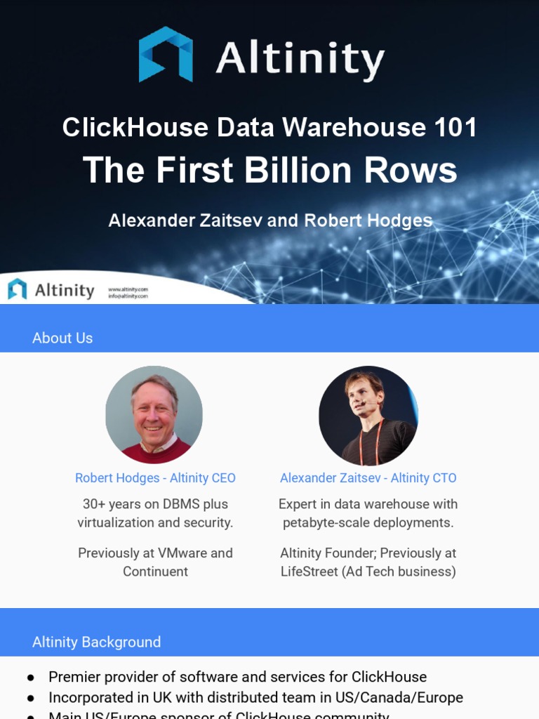 Clickhouse Data Warehouse 101 The First Billion Rows Pdf Database