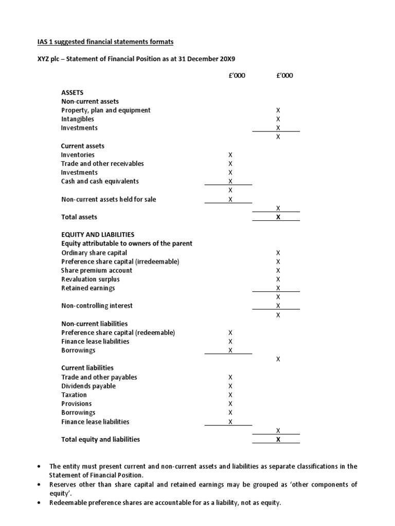 IAS 1 Presentations of Financial Statements Statement Dividend