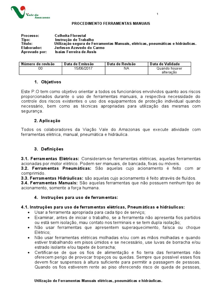 Segurança no Uso de Ferramentas Manuais | PDF | Eletricidade | Motores