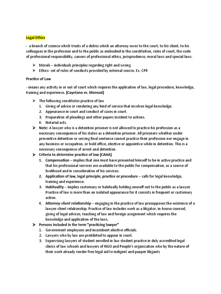 A Comprehensive Overview of Legal Ethics, the Practice of Law, and Key