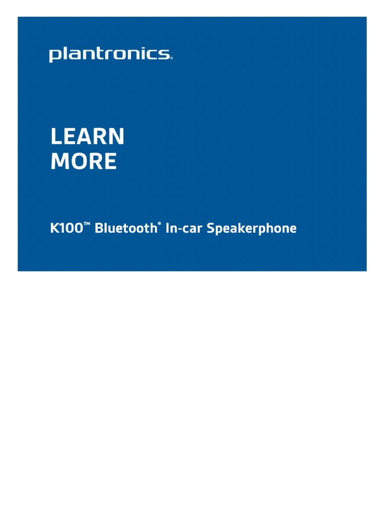 Plantronics K100 User Guide PDF