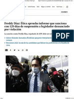 Freddy Díaz: Ética Aprueba Informe Que Sanciona Con Días de Suspensión A Legislador Denunciado Por Violación