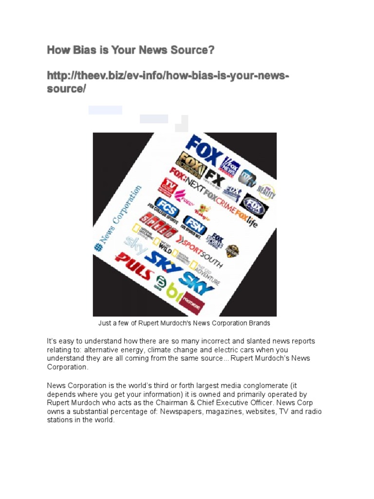 How Bias Is Your News Source? | PDF | Fox News | News Corporation