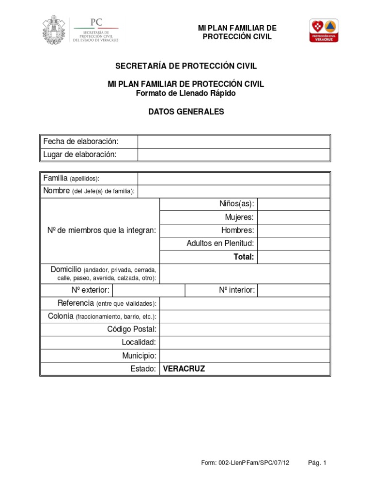 Plan Familiar de Protección Civil | PDF | Defensa Civil | Ciclones ...