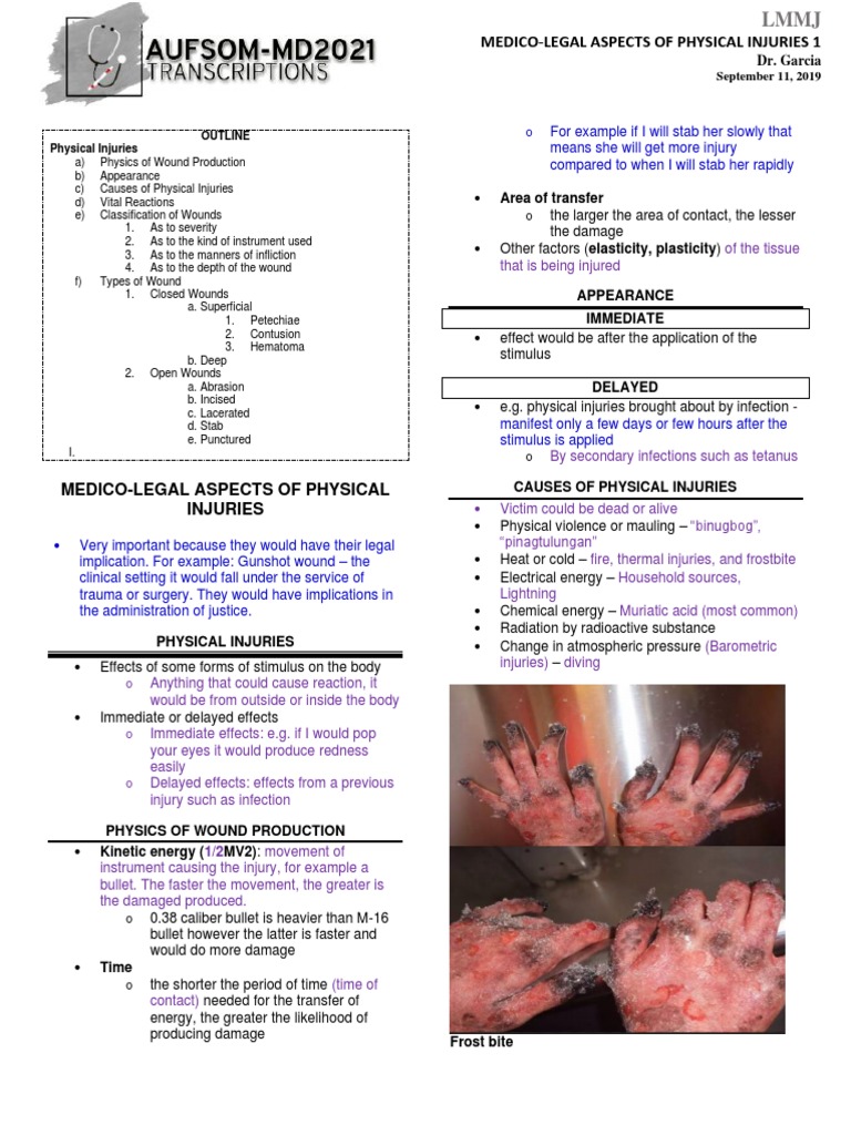 Addressing Physical Injuries
