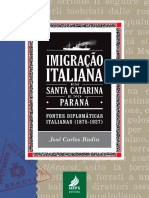 Livro Imigração Italiana em Santa Catarina e No Paraná Fontes Diplomáticas Italianas 1875-1927
