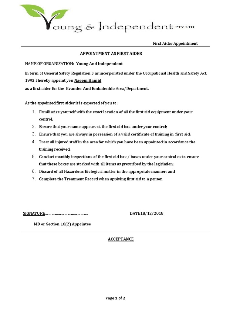 first-aider-appointment-pdf